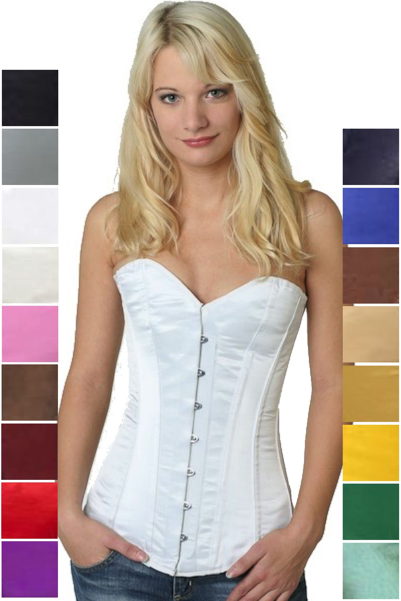Korsett Satin weiß Vollbrust Korsett Satin weiß Vollbrust