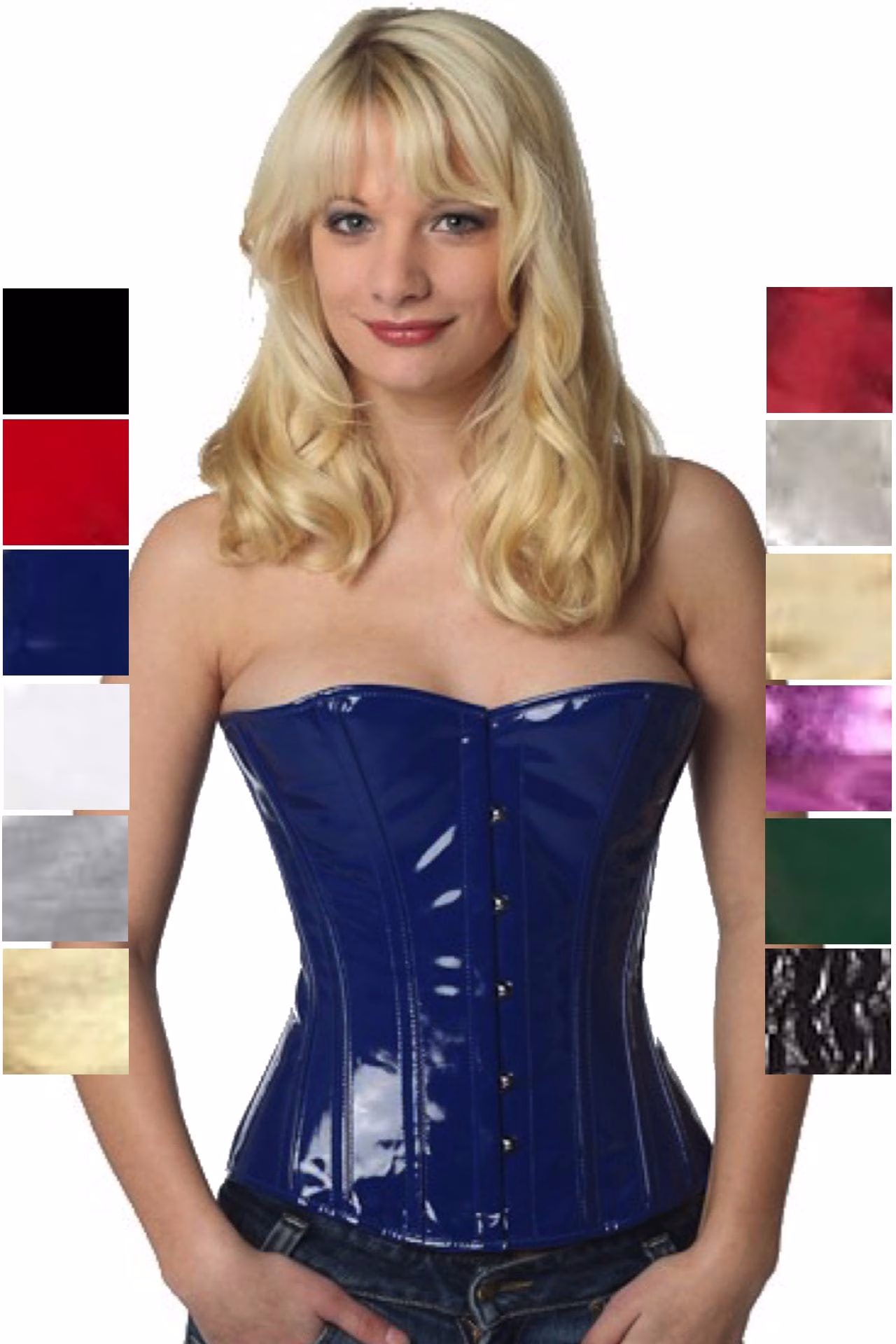 Korsett Blau Lack Halbbrust ph73