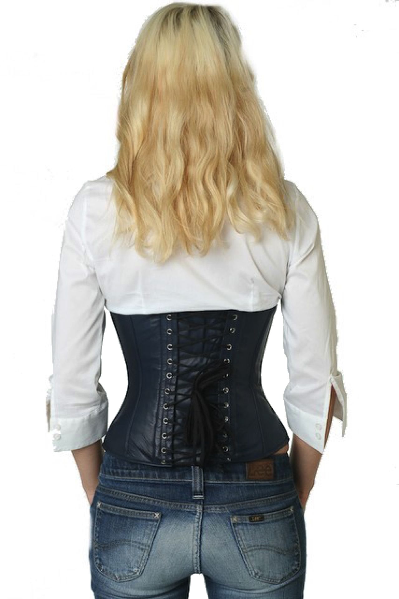 Korsett blau Leder Taillienkorsett Korsett blau Leder Taillienkorsett