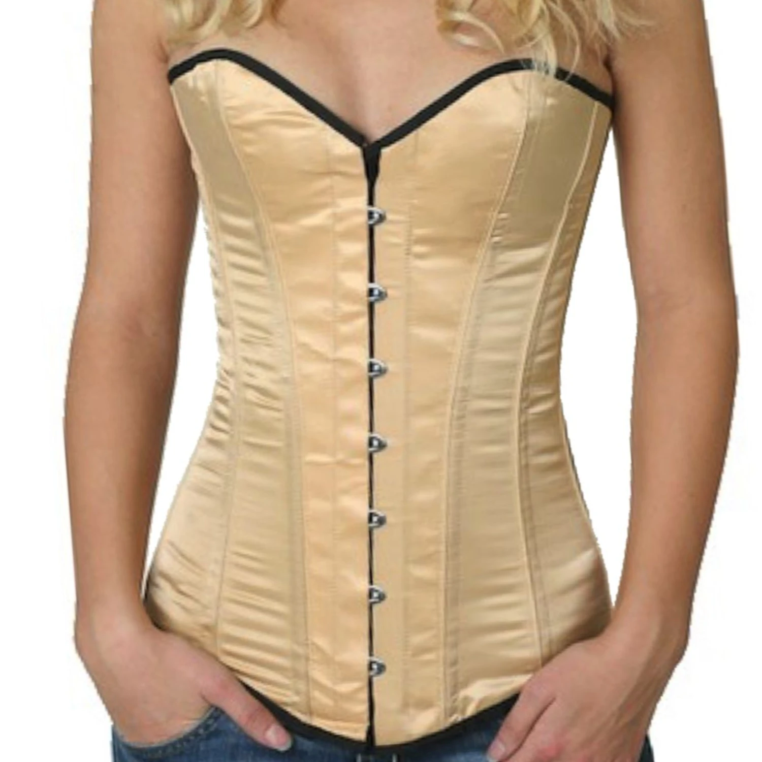 Korsett Vollbrust Satin Beige sy11