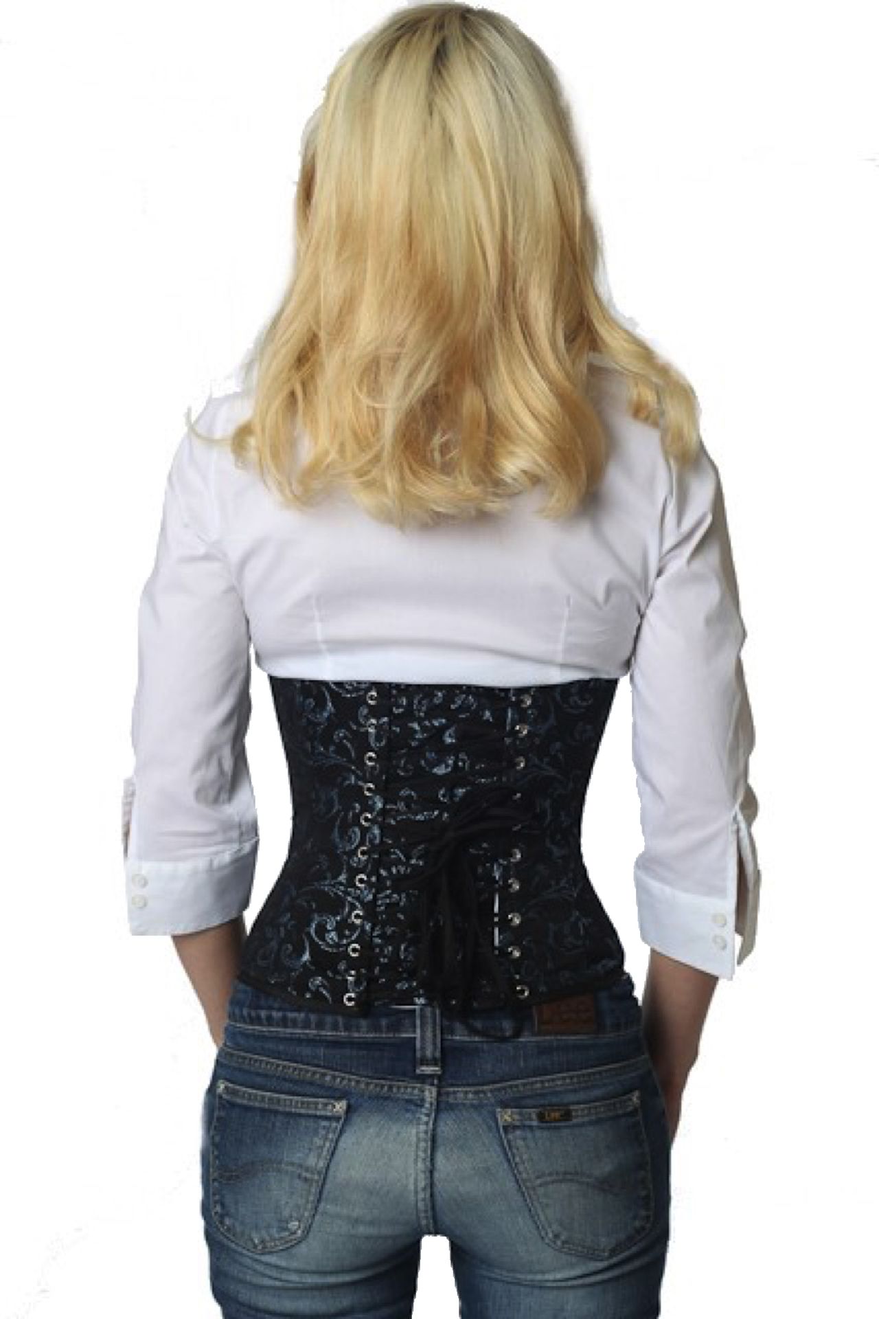 Korsett Brokat Blau Taillenkorsett Korsett Brokat Blau Taillenkorsett