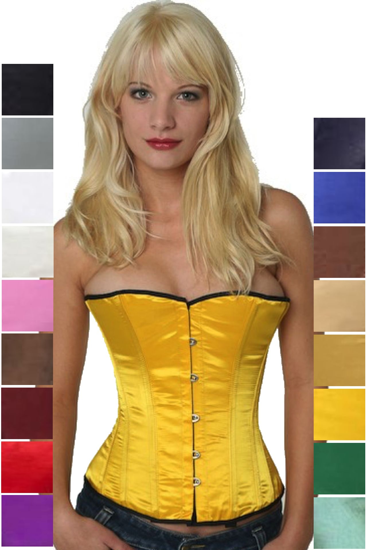 Korsett gelb Satin Halbbrust Korsett gelb Satin Halbbrust