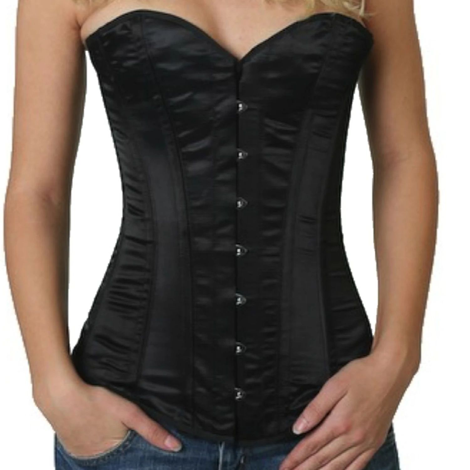Korsett Vollbrust Schwarz Satin sy00