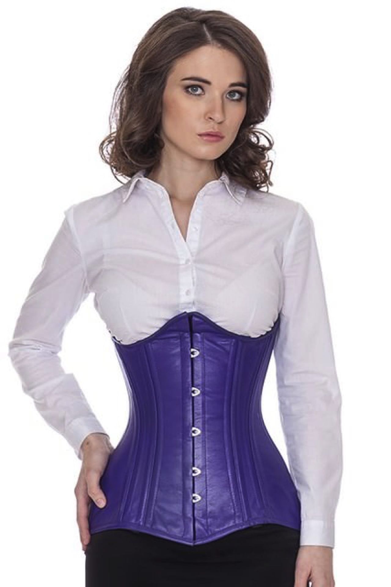 Korsett Unterbrust geschwungen Leder Violett ln32