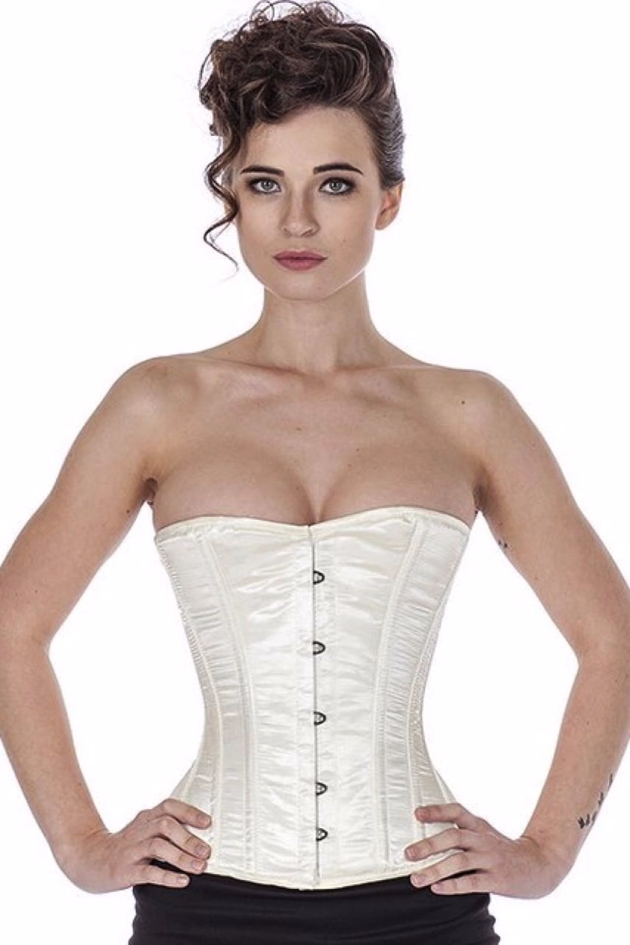 Korsett ivory champagne Satin Halbbrust
