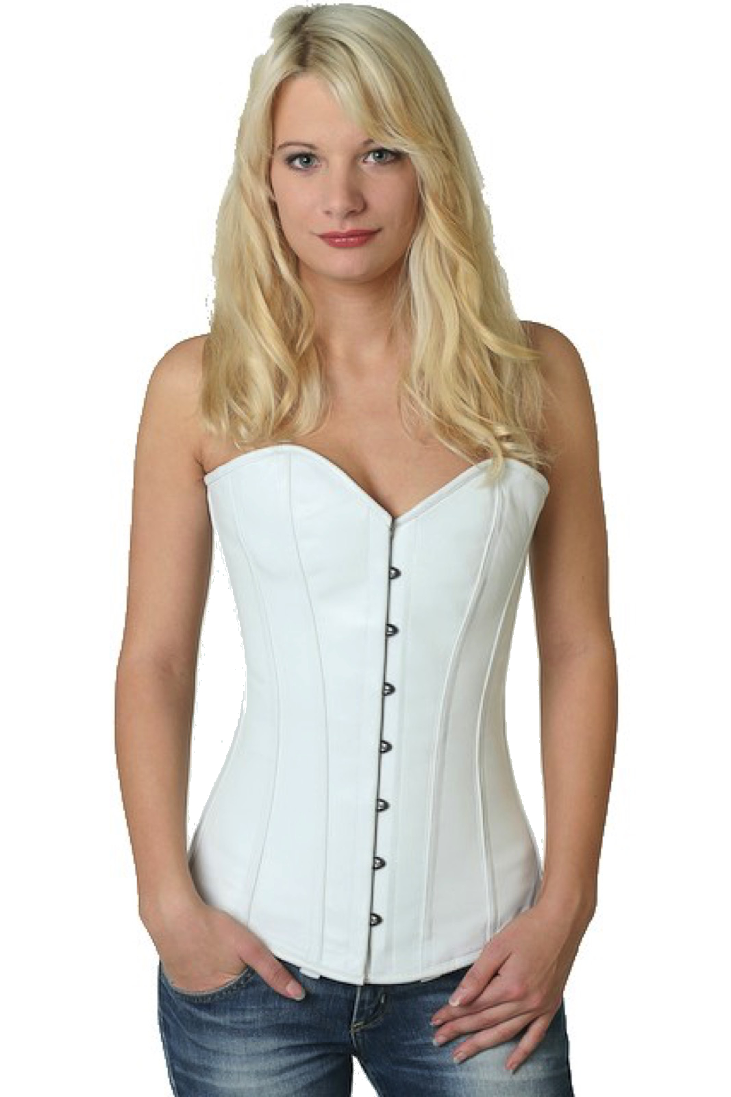 Korsett weiß Leder Vollbrust Korsett weiß Leder Vollbrust