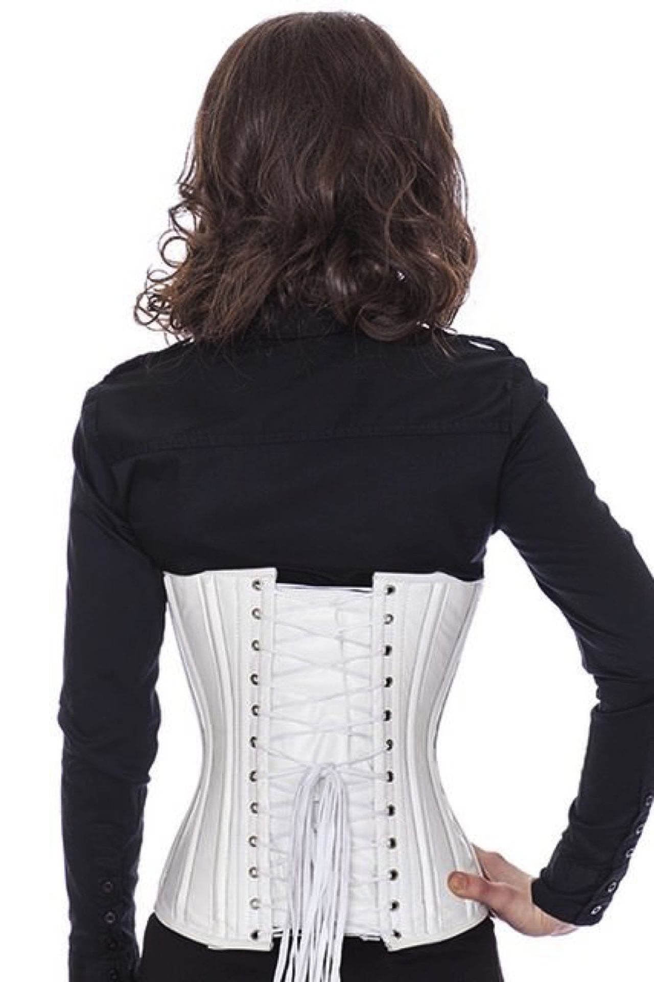 Korsett weiß Leder Unterbrustkorsett Schnallen Korsett weiß Leder Unterbrustkorsett Schnallen