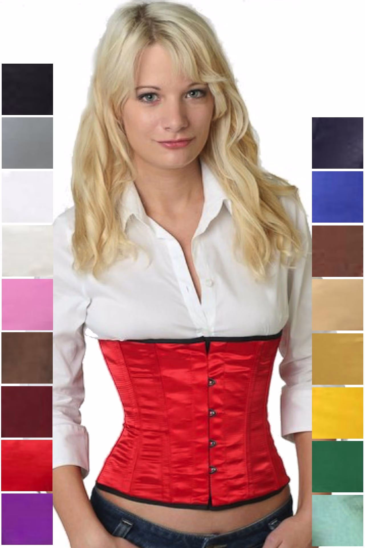 Korsett Rot Taillen Satin sw06