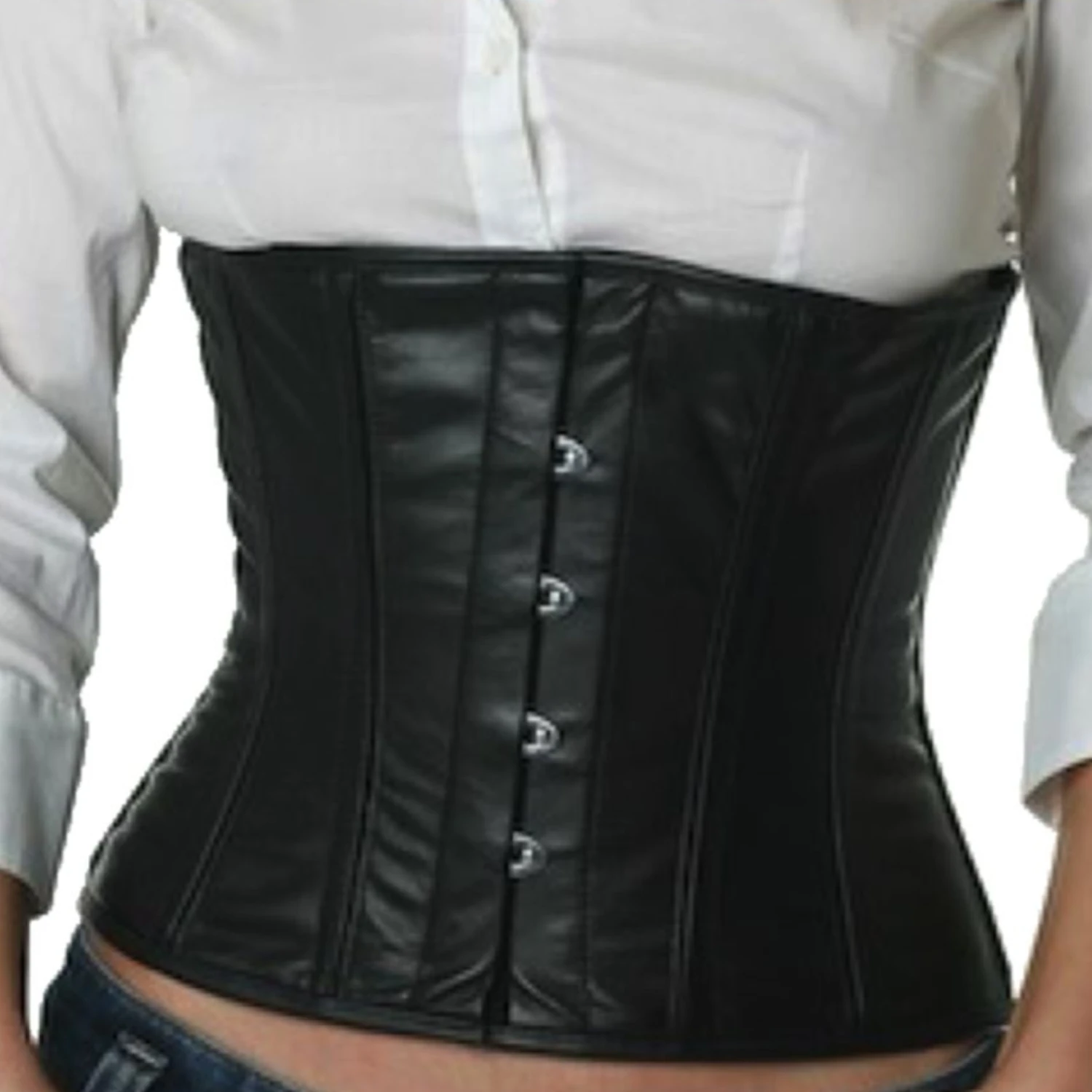 Korsett Taillen Leder Schwarz lw20 Lederkorsett als echtes Taillenkorsett in schwarz aus Leder ohne Modell auf der Vorderseite zur Taillenreduktion.