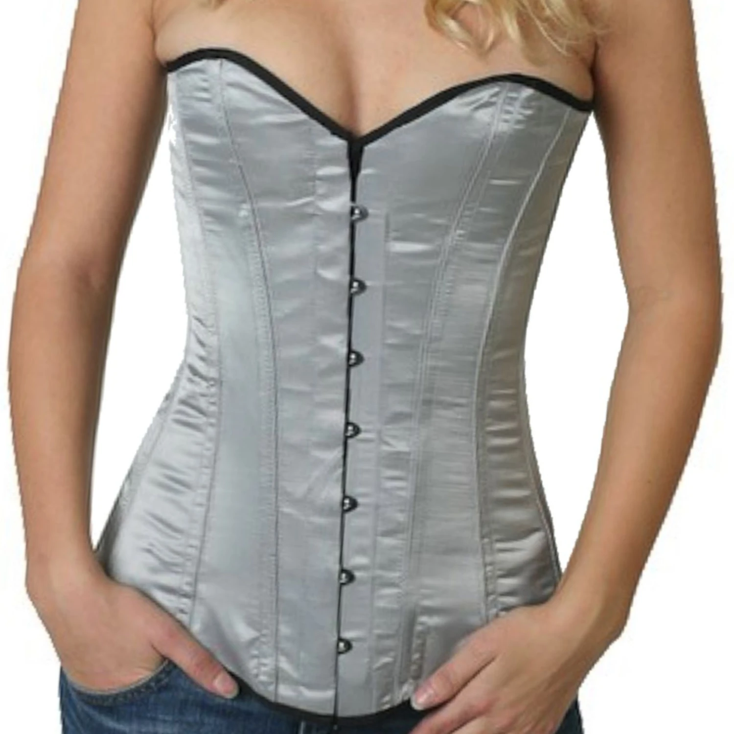 Korsett Vollbrust Satin Grau sy01