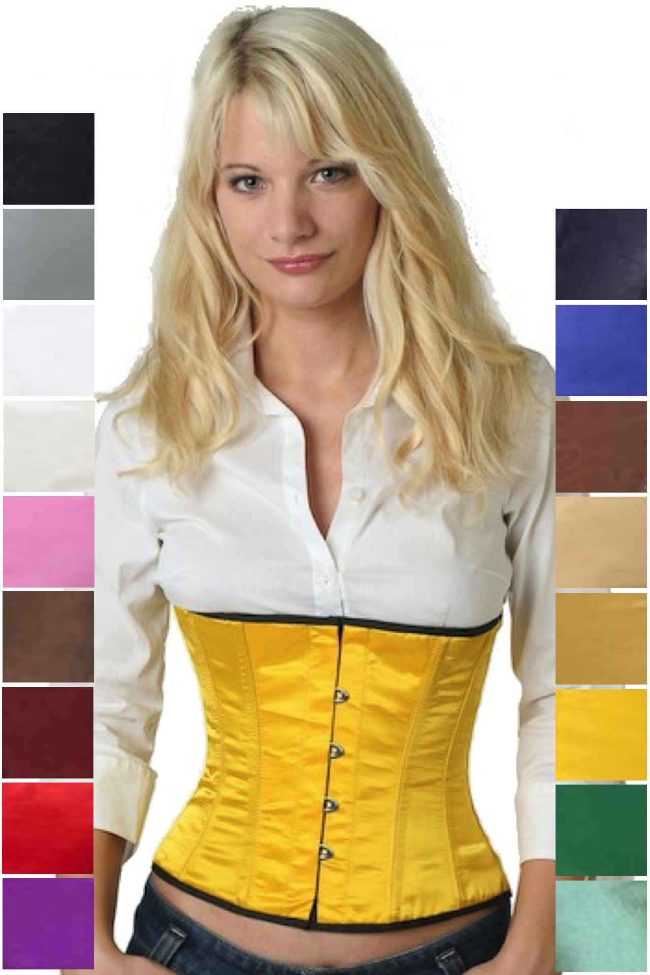 Korsett Satin Gelb Mango Taillen sw13 Korsett Satin Gelb Mango Taillen sw13