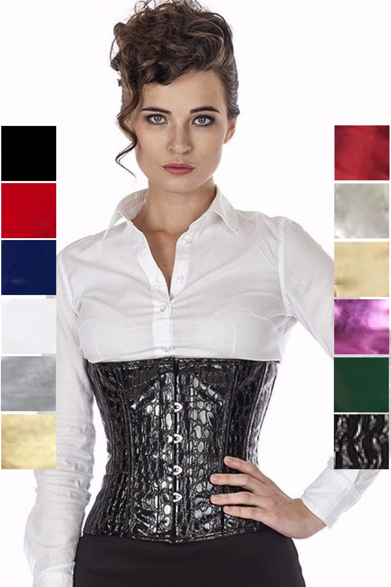 Korsett Taillen Lack Schwarz Croco pwK0 Korsett Taillen Lack Schwarz Croco pwK0