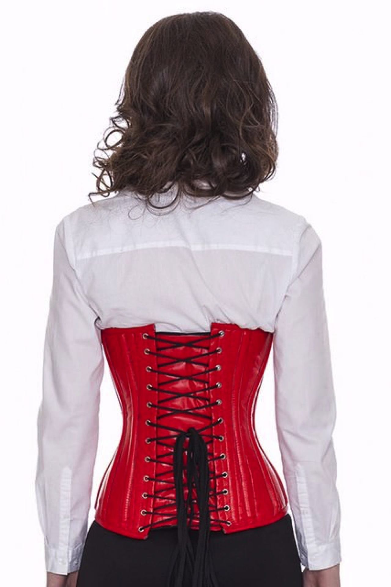 Korsett Unterbrust mit Schnallen Leder Rot lc23