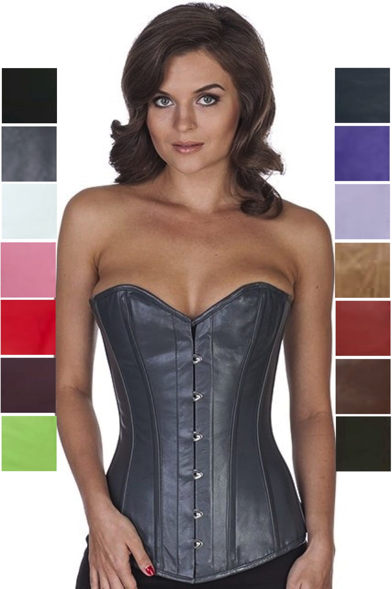 Korsett Vollbrust Leder Grau ly34 Korsett Vollbrust Leder Grau ly34