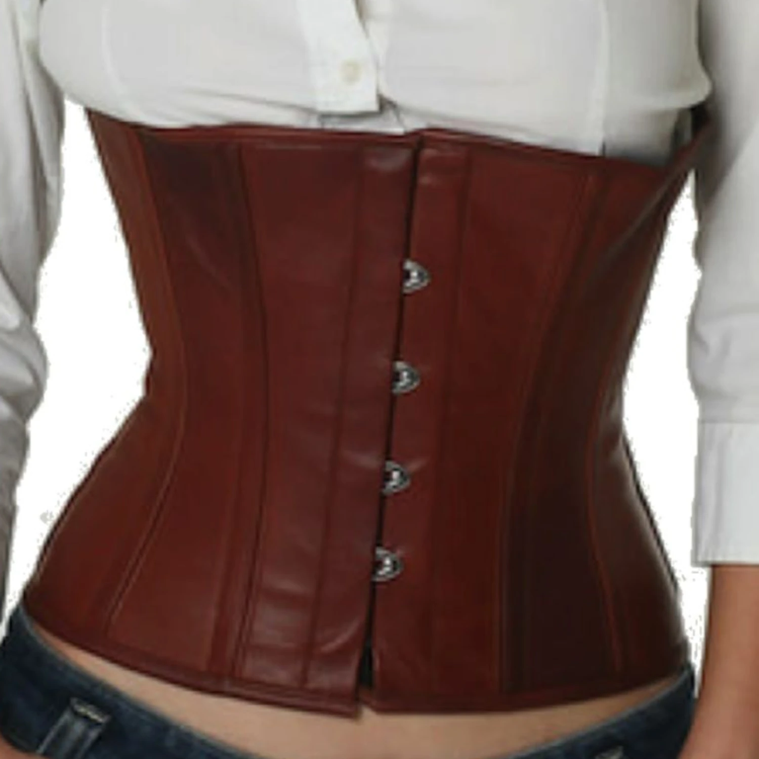 Korsett Taillen Leder Braun Hellbraun lw27