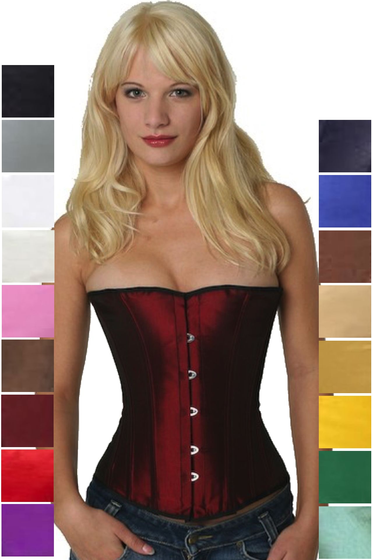 Korsett weinrot Satin Halbbrust Korsett weinrot Satin Halbbrust