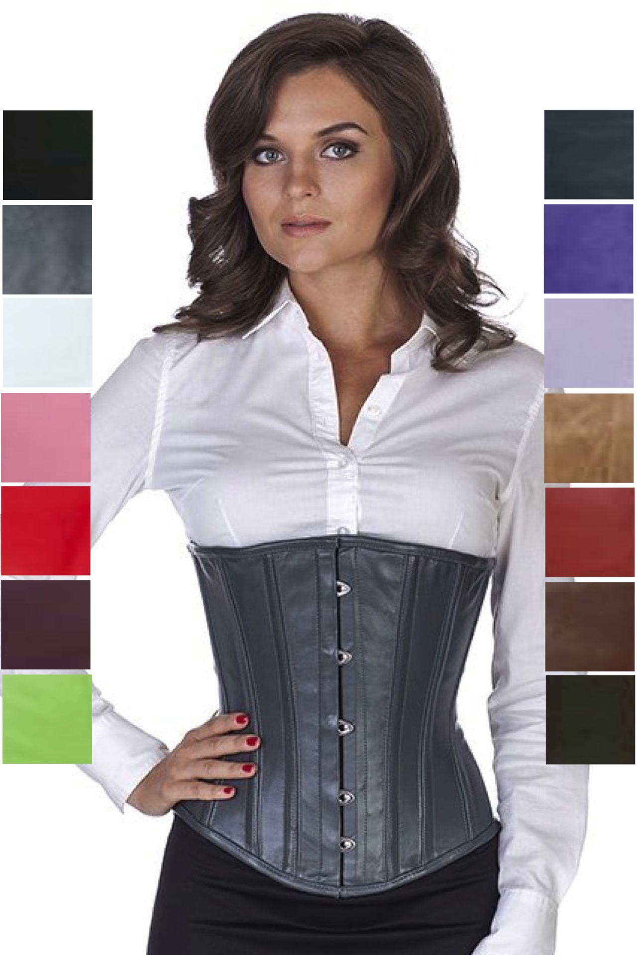 Korsett Unterbrust Grau Leder lu34 Korsett Unterbrust Grau Leder lu34