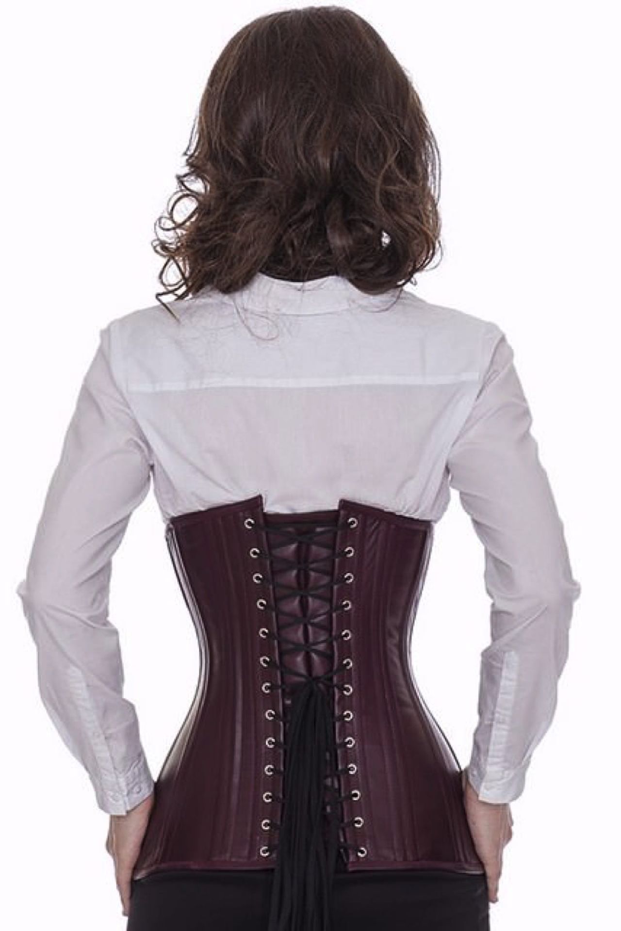Korsett dunkelrot Leder Unterbrustkorsett geschwungen Korsett dunkelrot Leder Unterbrustkorsett geschwungen