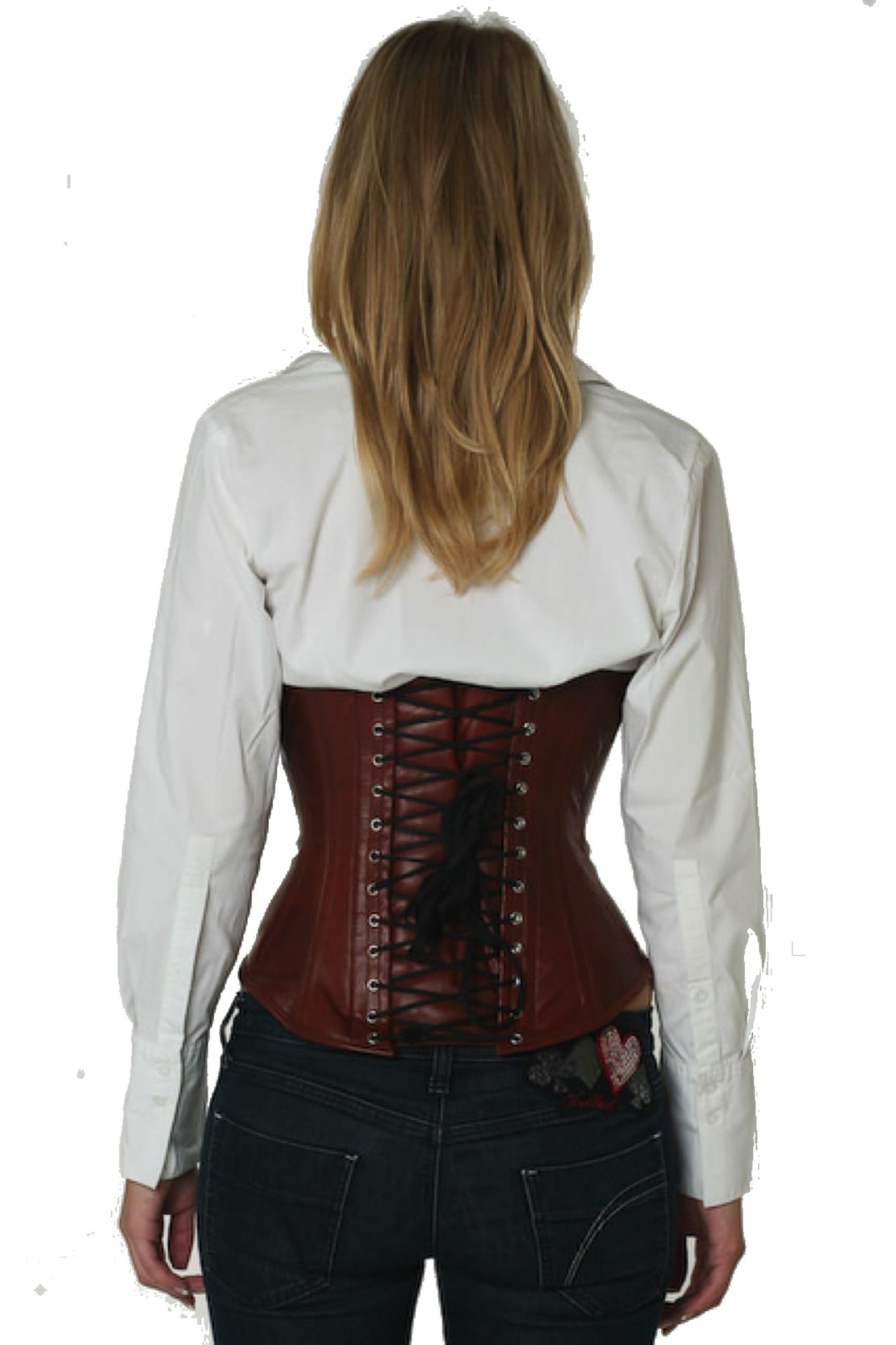 Korsett Unterbrust Leder Braun Hellbraun lu27