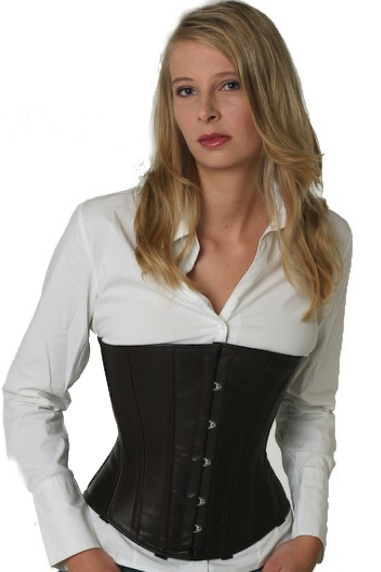 Korsett Unterbrust Leder Braun Dunkelbraun lu25