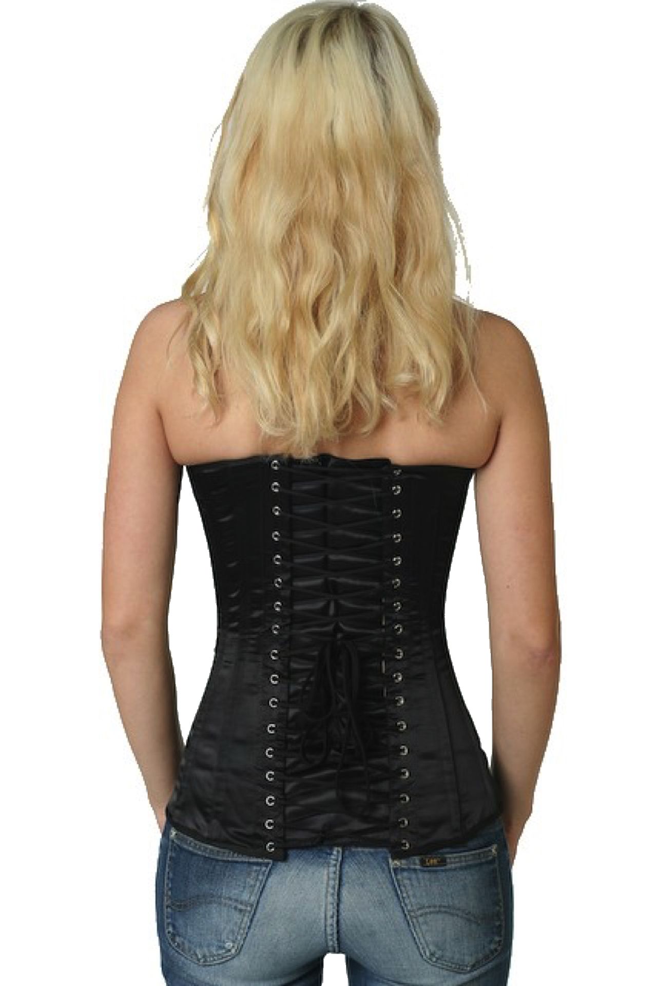 Korsett Vollbrust Schwarz Satin sy00