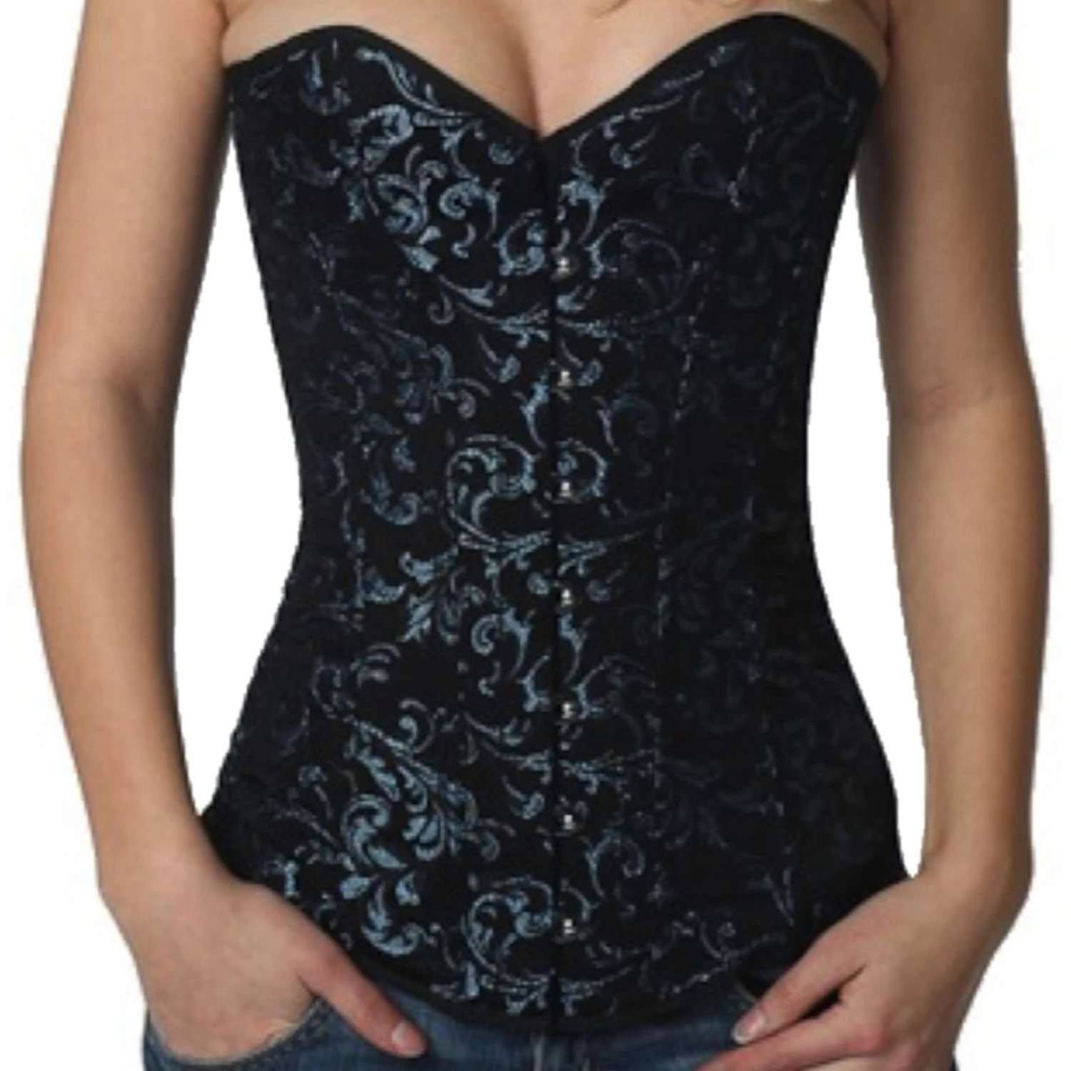 Korsett Vollbrust Brokat Blau ry82 Korsett Vollbrust Brokat Blau ry82