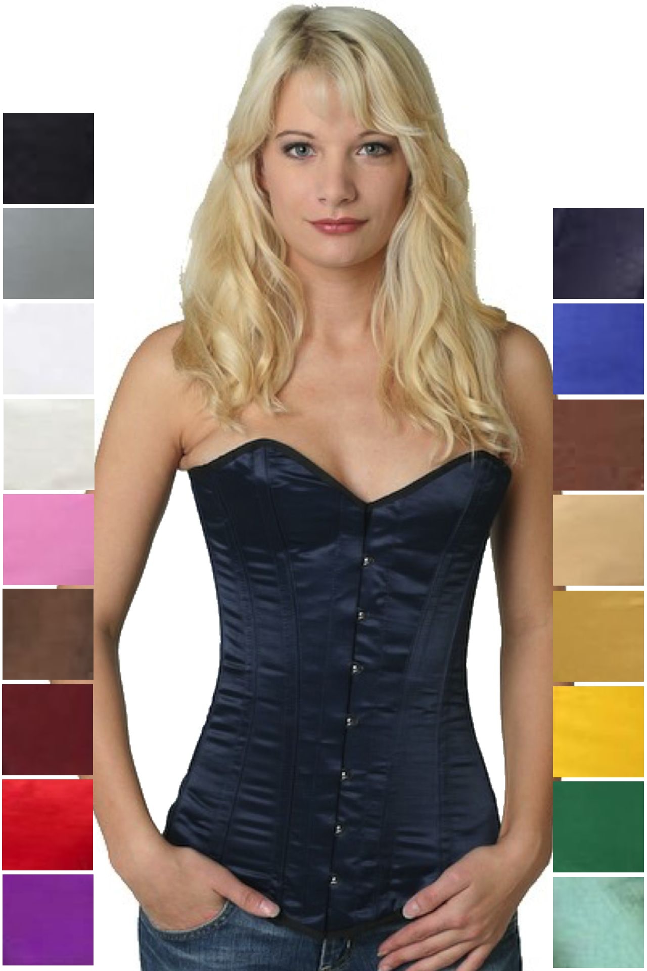 Korsett Vollbrust Satin Blau Marine sy07 Korsett Vollbrust Satin Blau Marine sy07