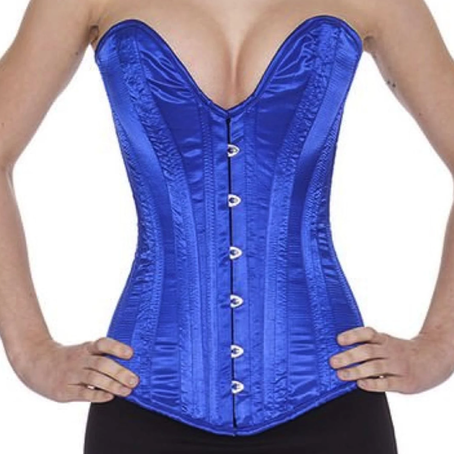 Korsett Vollbrust tiefer Ausschnitt Satin Blau sl08