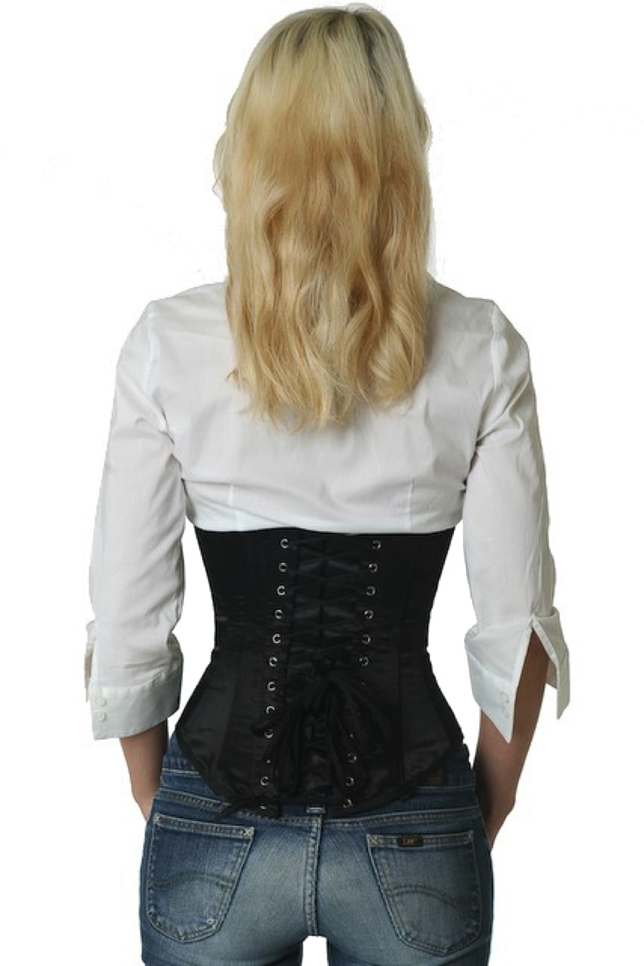 Korsett Unterbrust Satin Schwarz su00