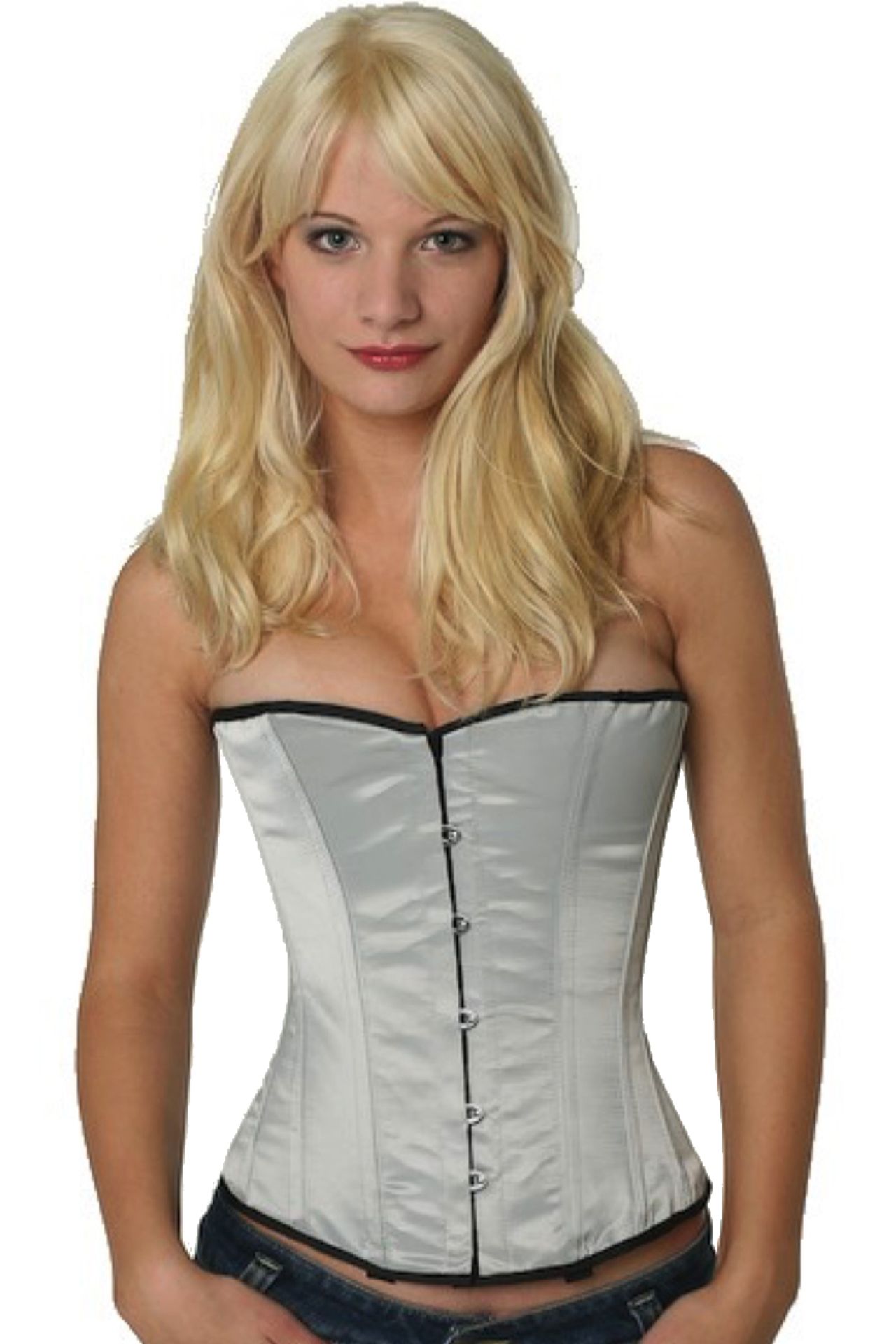 Korsett silber Satin Halbbrust Korsett silber Satin Halbbrust