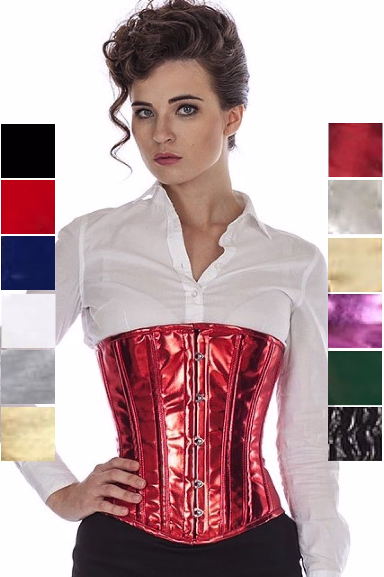 Korsett Unterbrust Rot Glitter Lack puG1