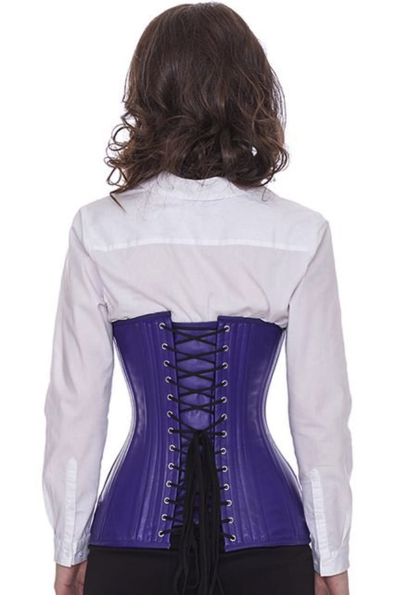 Korsett Unterbrust geschwungen Leder Violett ln32