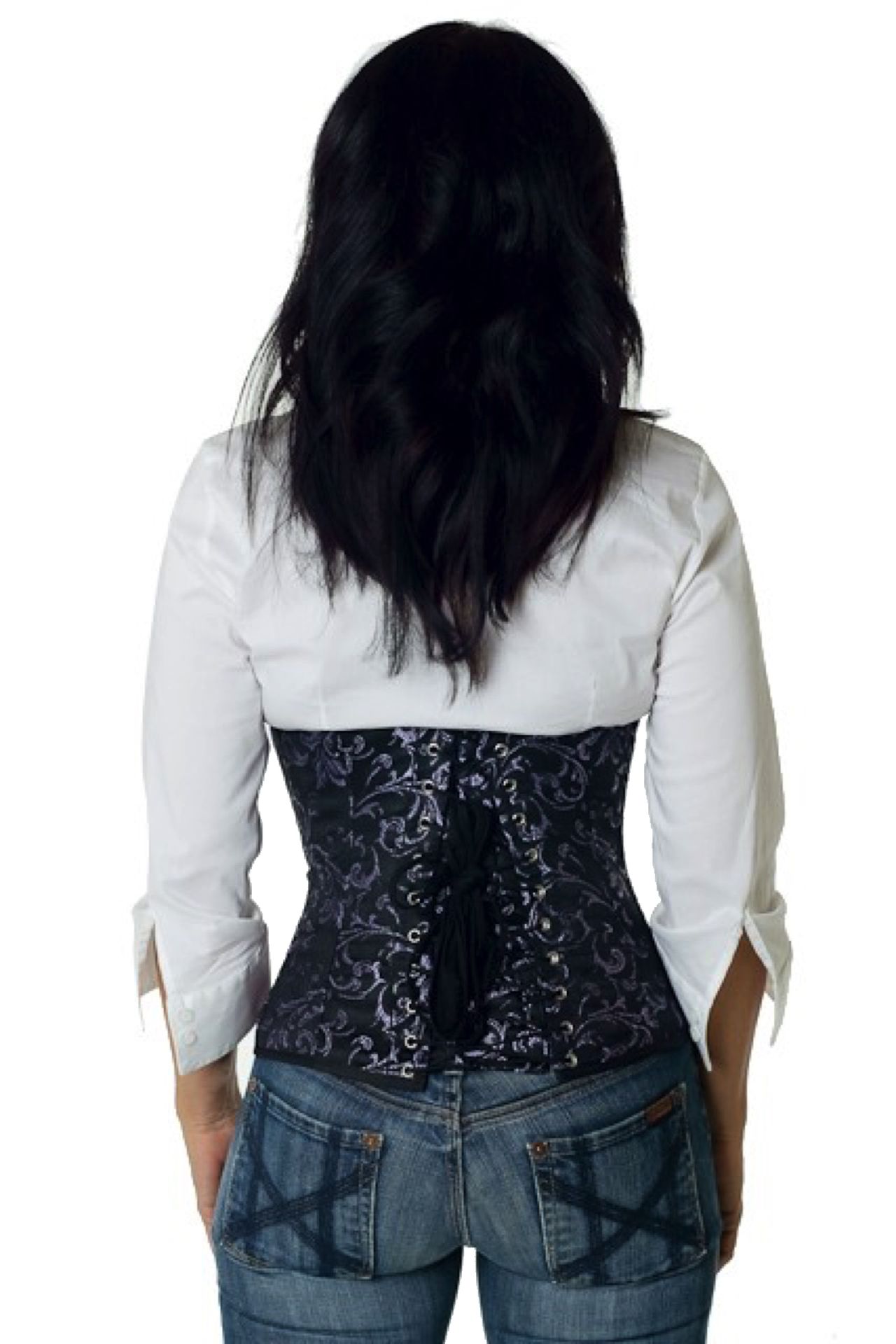 Korsett Brokat Violett Taillenkorsett Korsett Brokat Violett Taillenkorsett