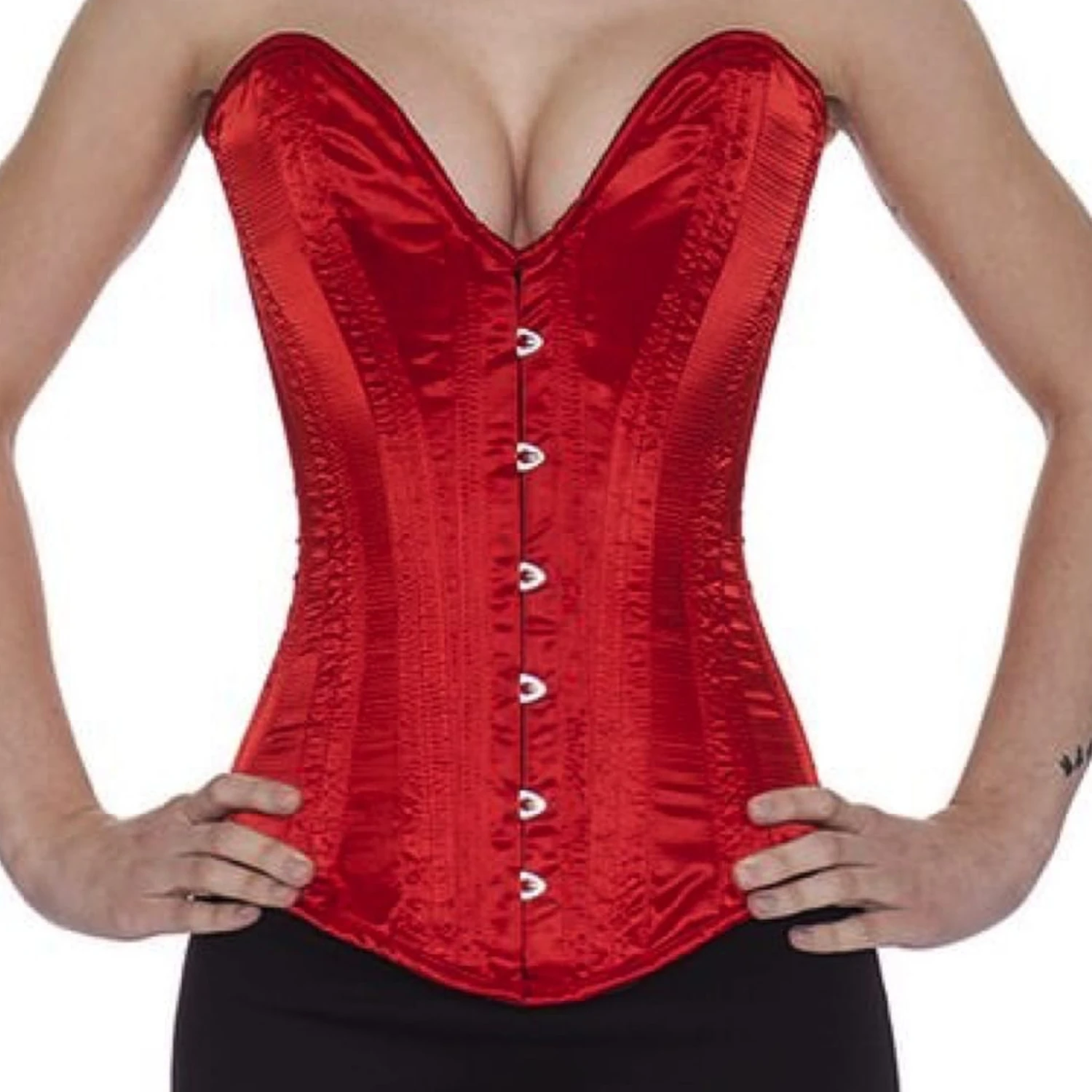 Korsett Vollbrust tiefer Ausschnitt Rot Satin sl06