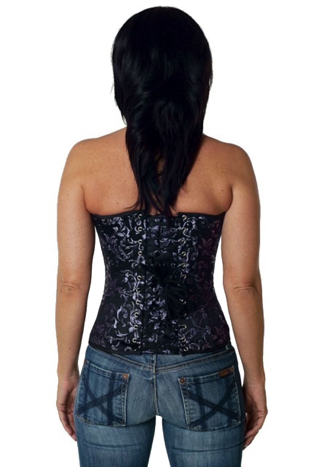 Korsett Brokat Violett Halbbrust Korsett Brokat Violett Halbbrust