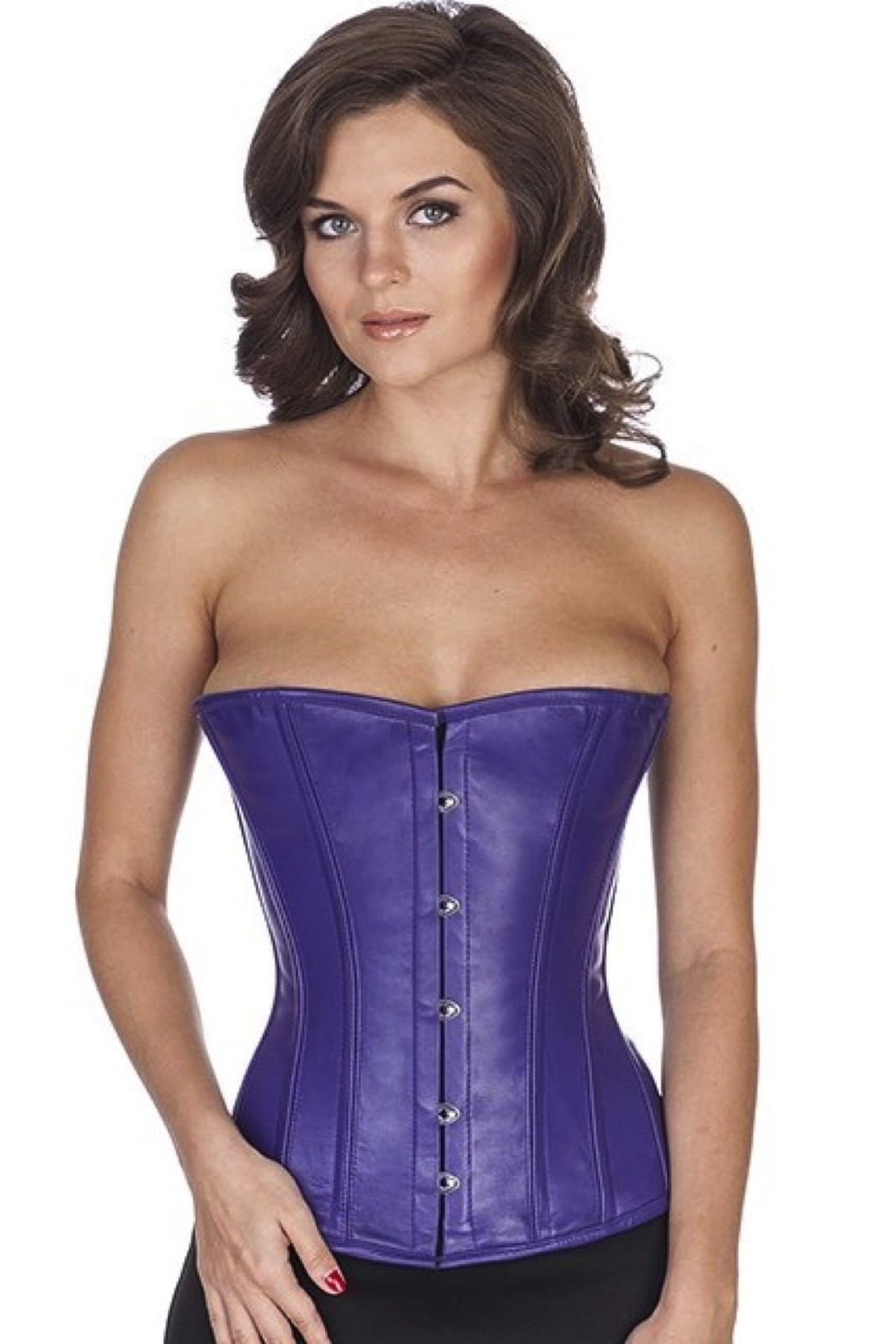 Korsett Violett Leder Halbbrust lh32