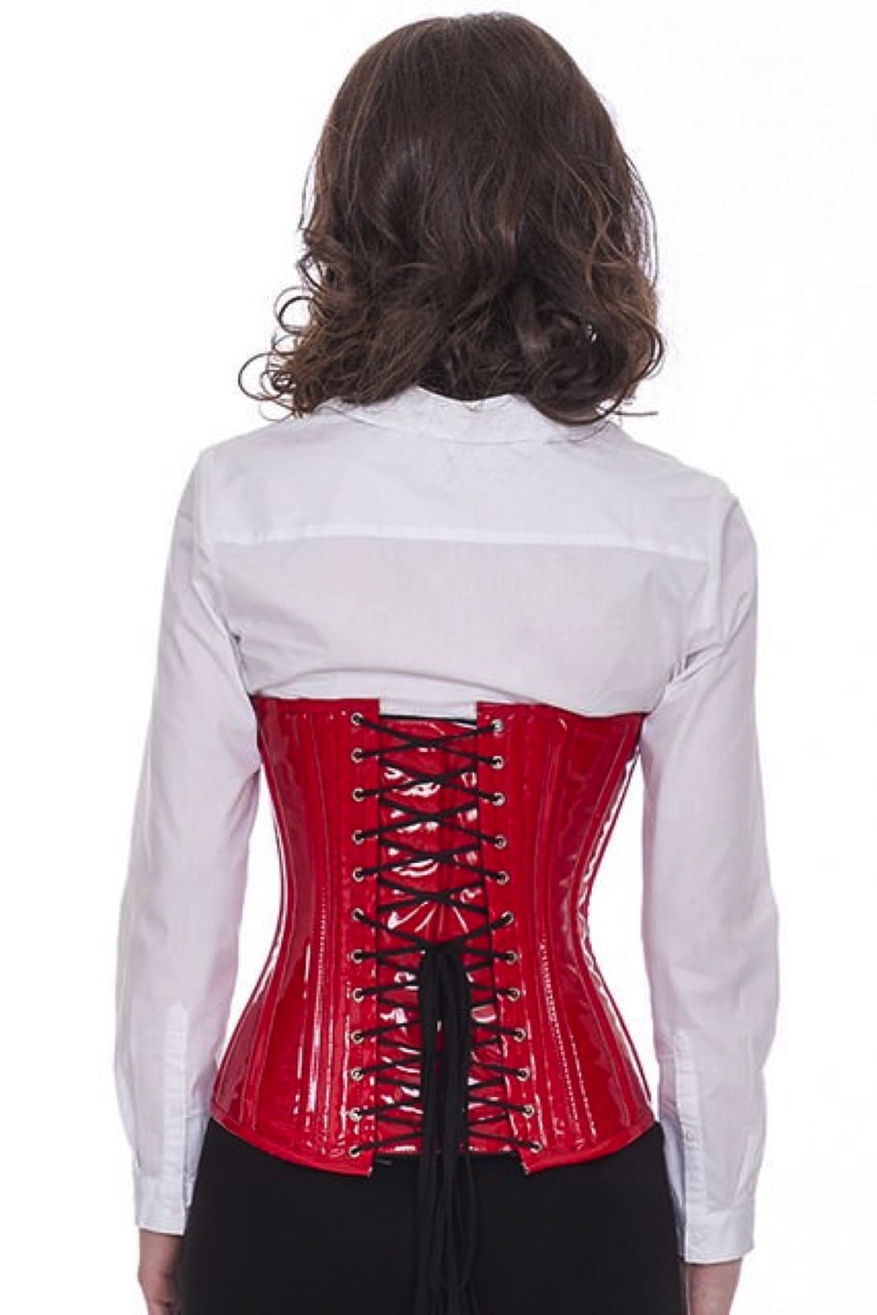 Korsett Unterbrust mit Schnallen Rot Lack pc71