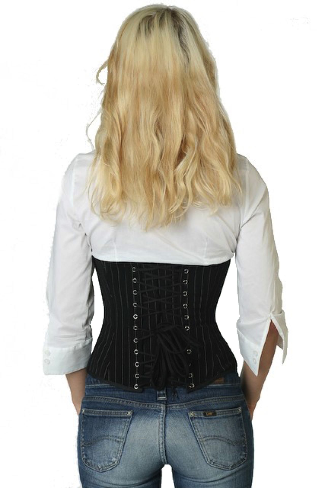 Korsett Nadelstreifen Grau Taillenkorsett Korsett Nadelstreifen Grau Taillenkorsett
