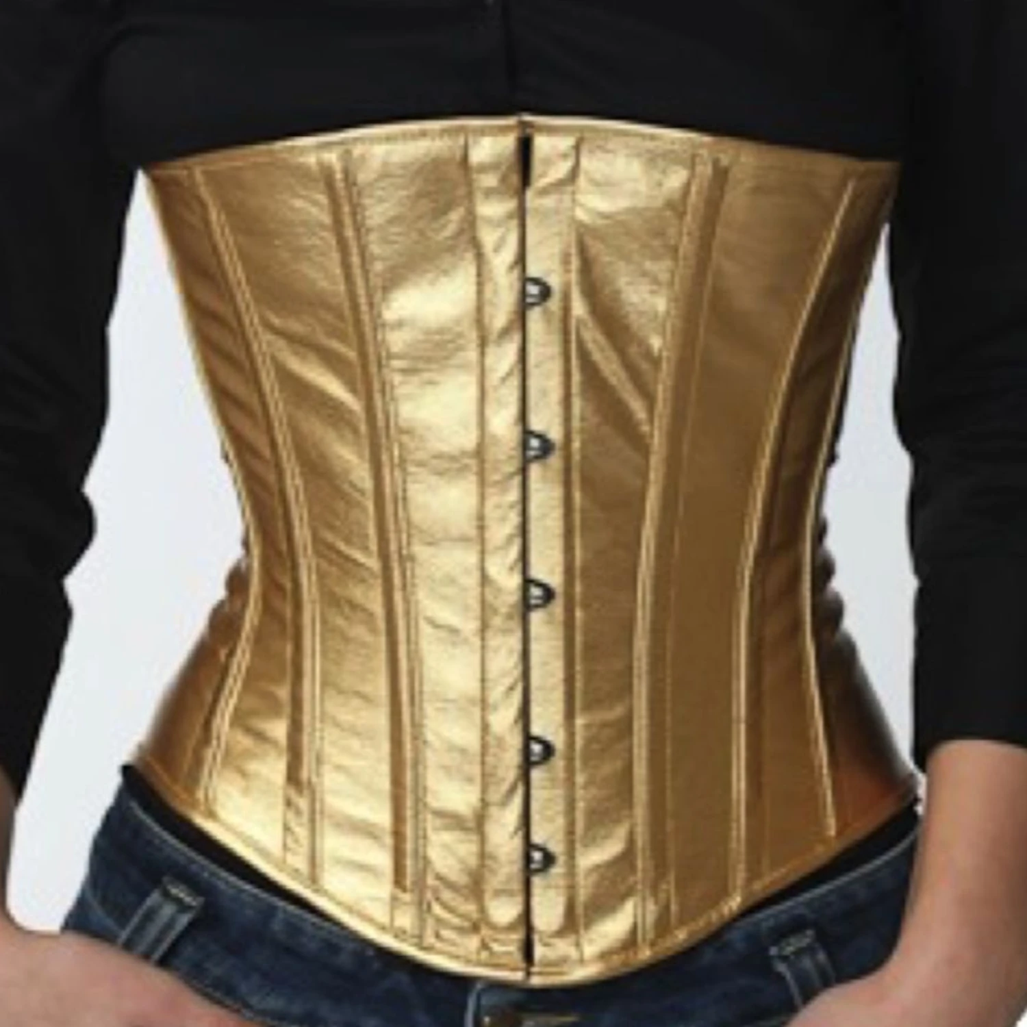 Korsett Gold Unterbrust Lack pu75 Echtes Unterbrustkorsett aus glänzendem Lackstoff in gold zur Taillenreduktion