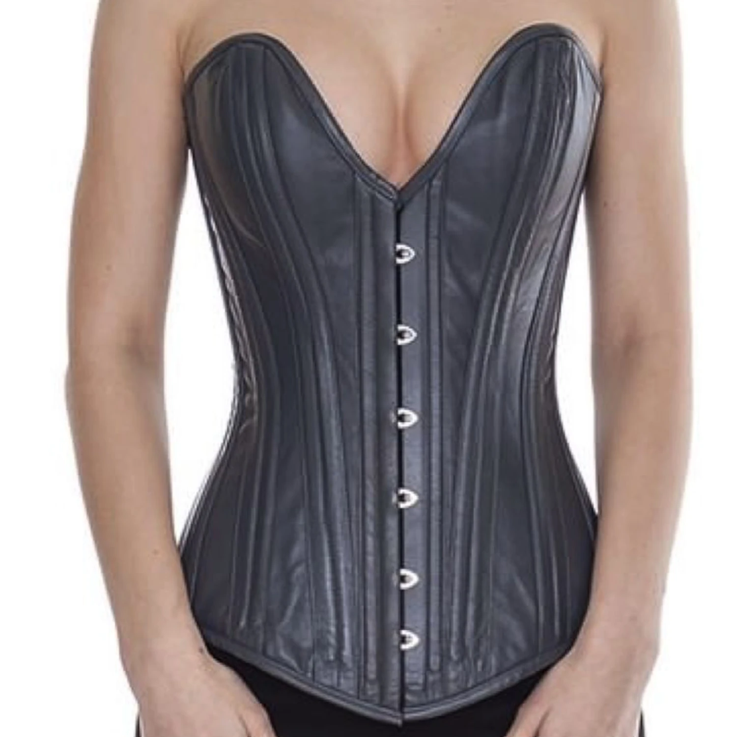 Korsett Grau Vollbrust tiefer Ausschnitt Leder ll34 Korsett Grau Vollbrust tiefer Ausschnitt Leder ll34