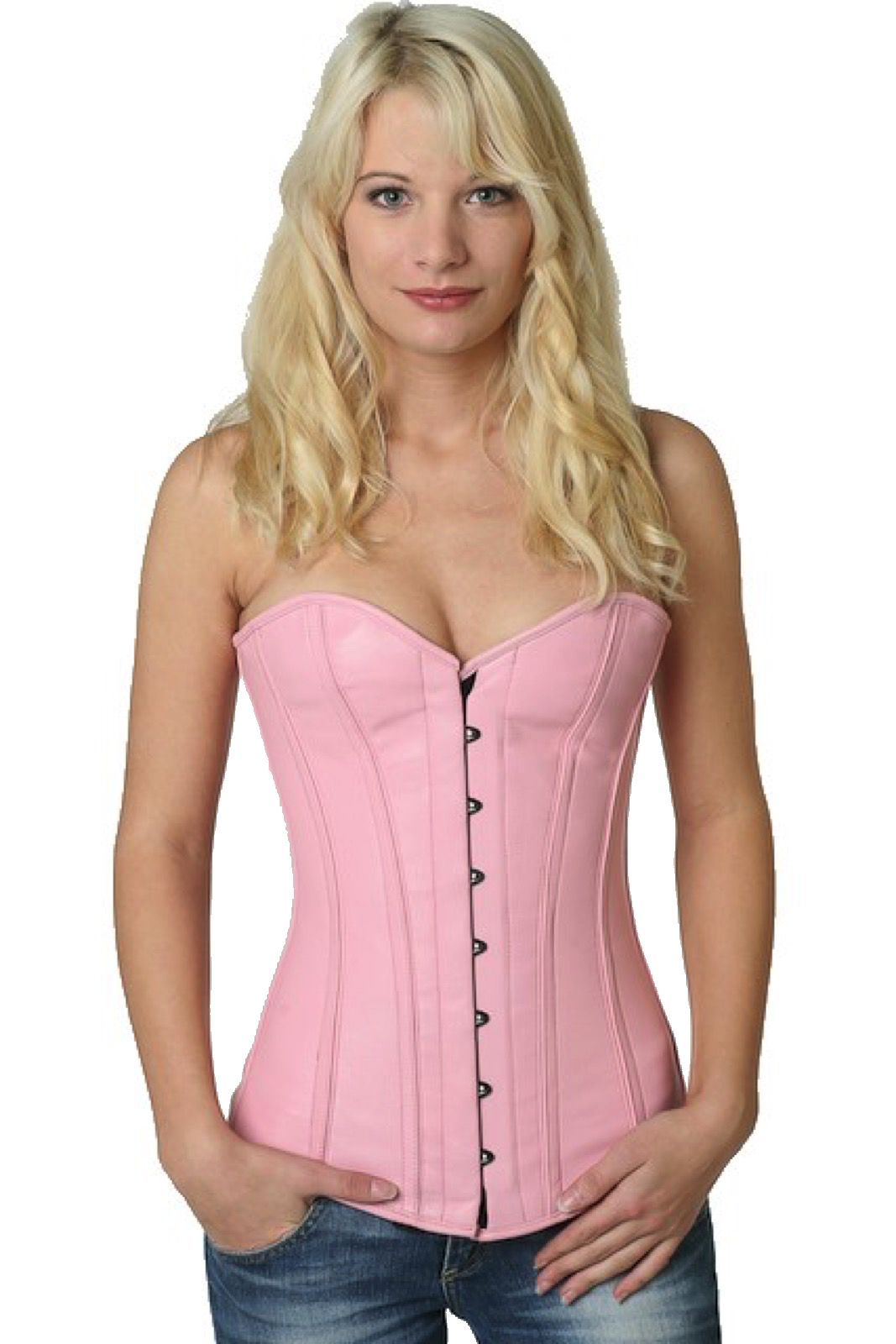 Korsett Rosa Leder Vollbrust ly22
