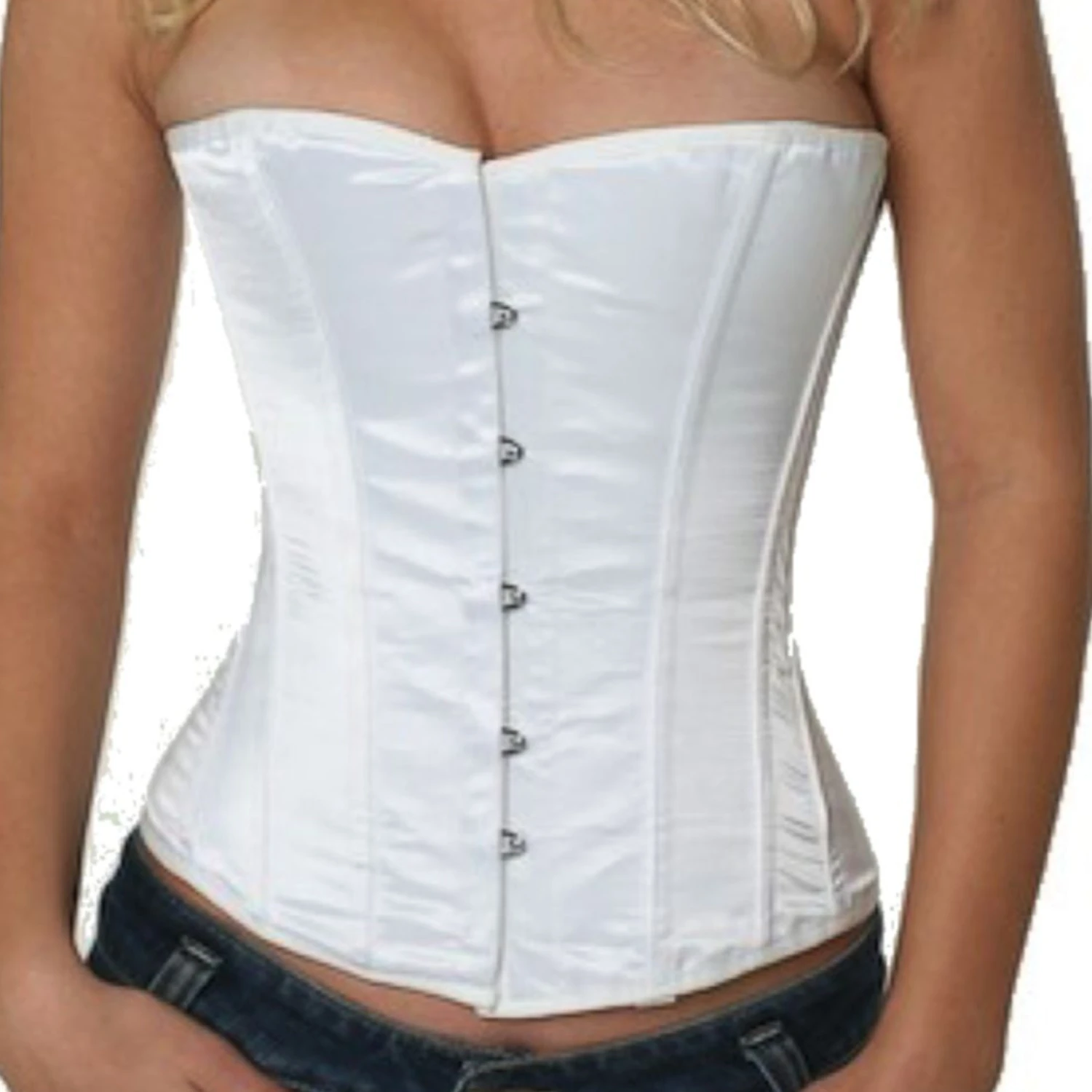 Korsett Halbbrust Satin Weiß sh02