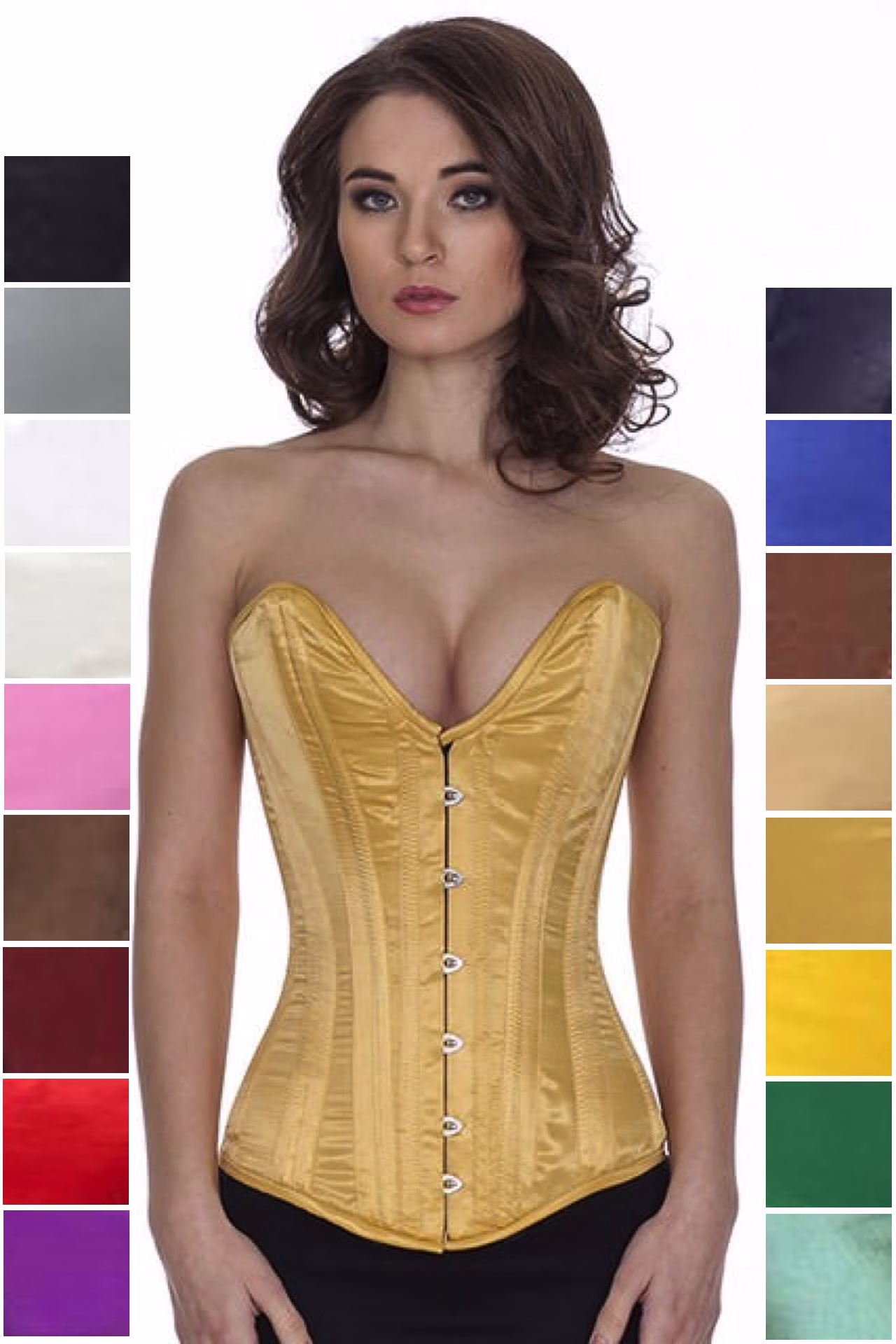 Korsett Gold Satin Vollbrust tiefer Ausschnitt sl12