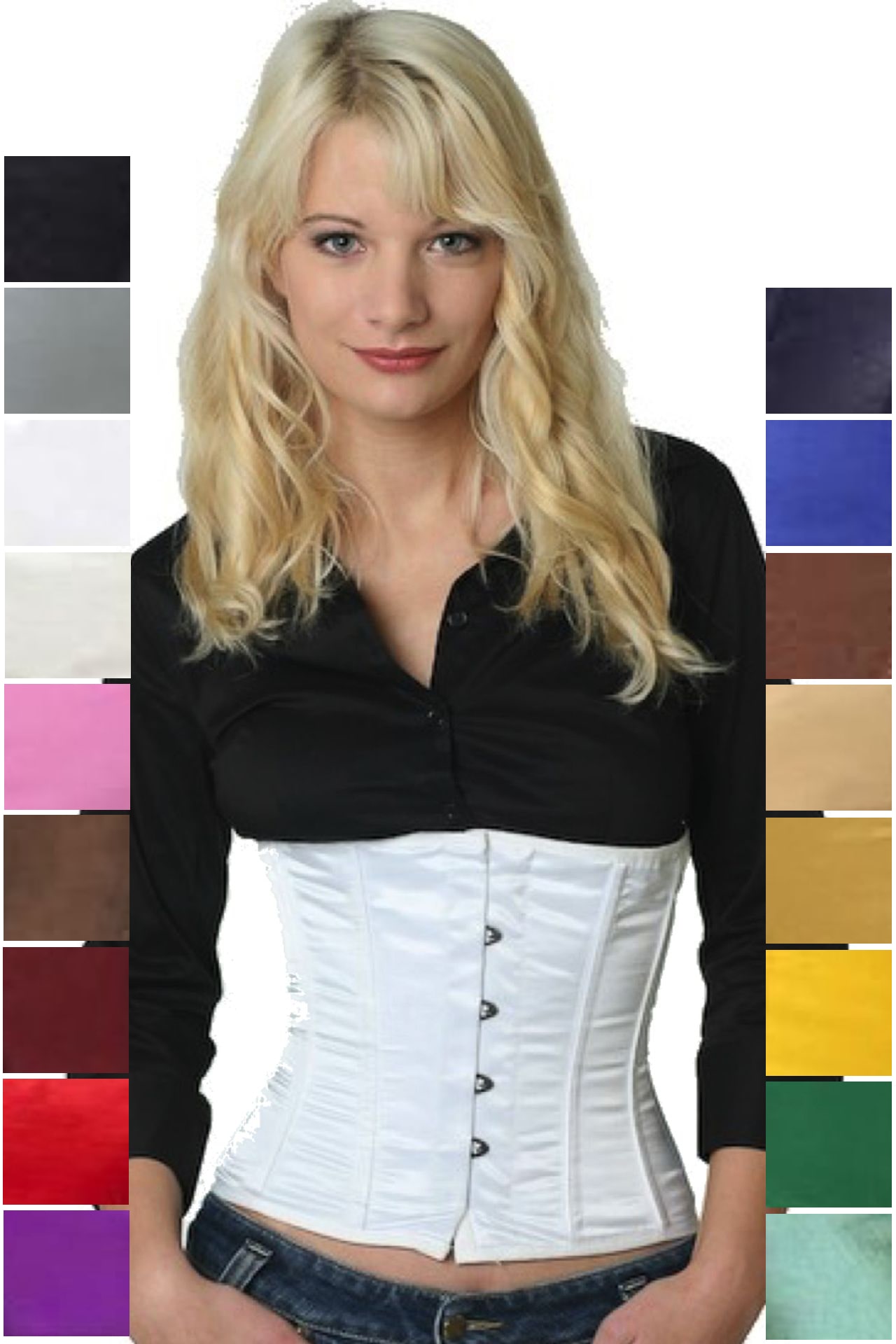 Korsett Weiß Taillen Satin sw02 Korsett Weiß Taillen Satin sw02