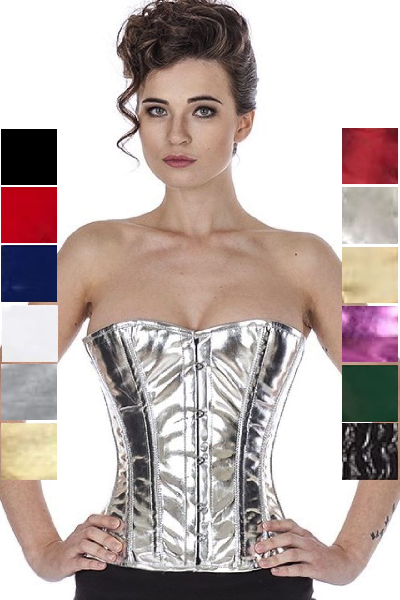 Korsett Lack Silber Glitter Halbbrust Korsett Lack Silber Glitter Halbbrust