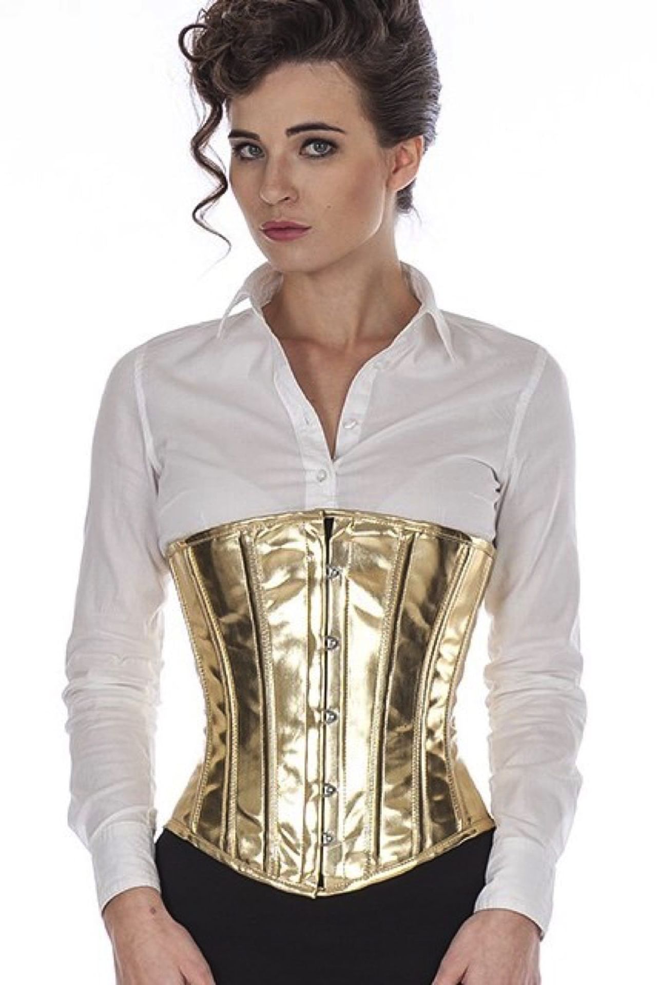 Korsett Unterbrust Lack Gold Glitter puG5