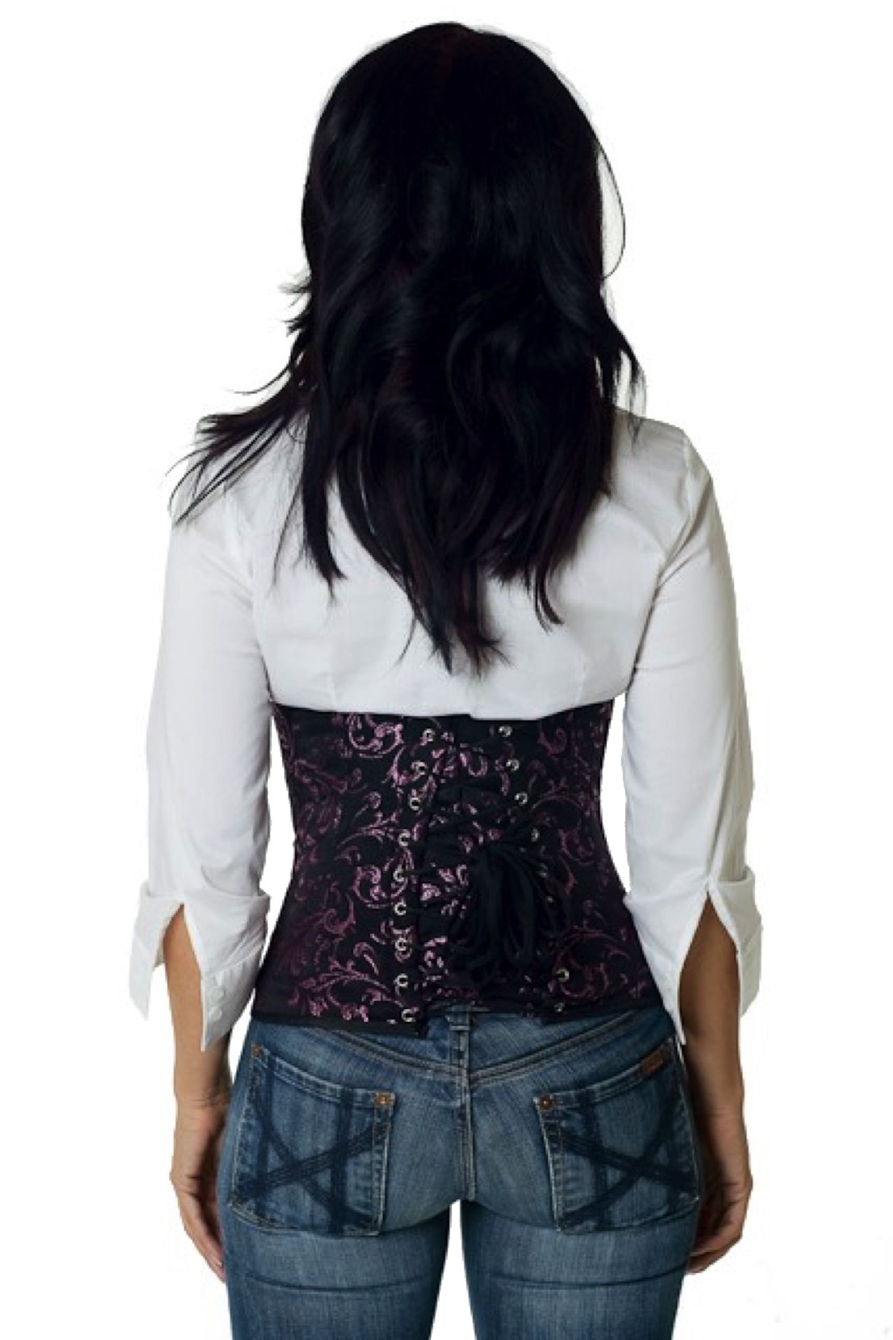 Korsett Taillen Brokat Pink rw86