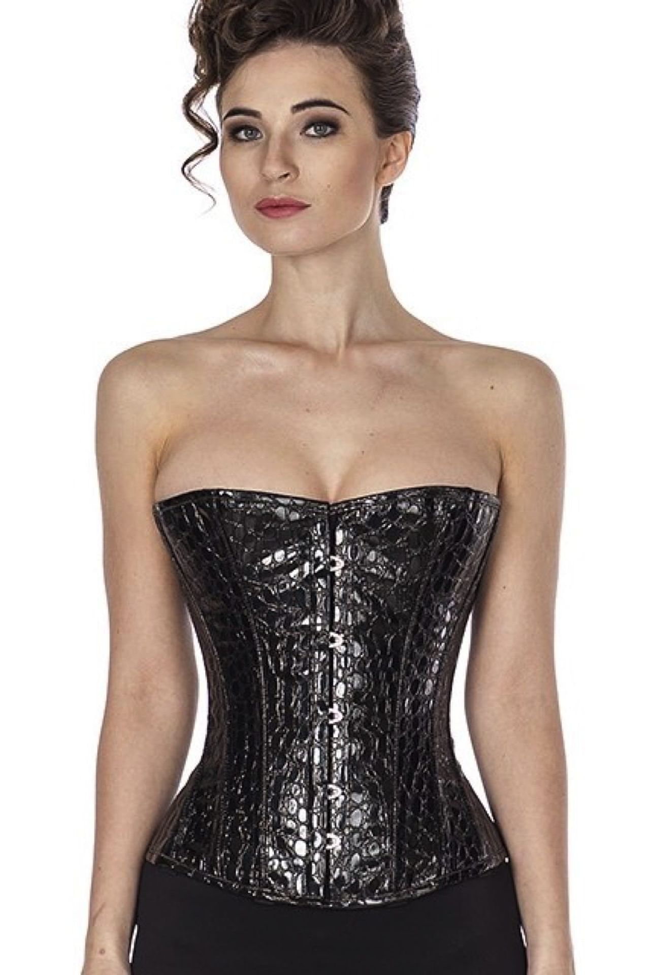 Korsett Lack Schwarz Croco Halbbrust Korsett Lack Schwarz Croco Halbbrust