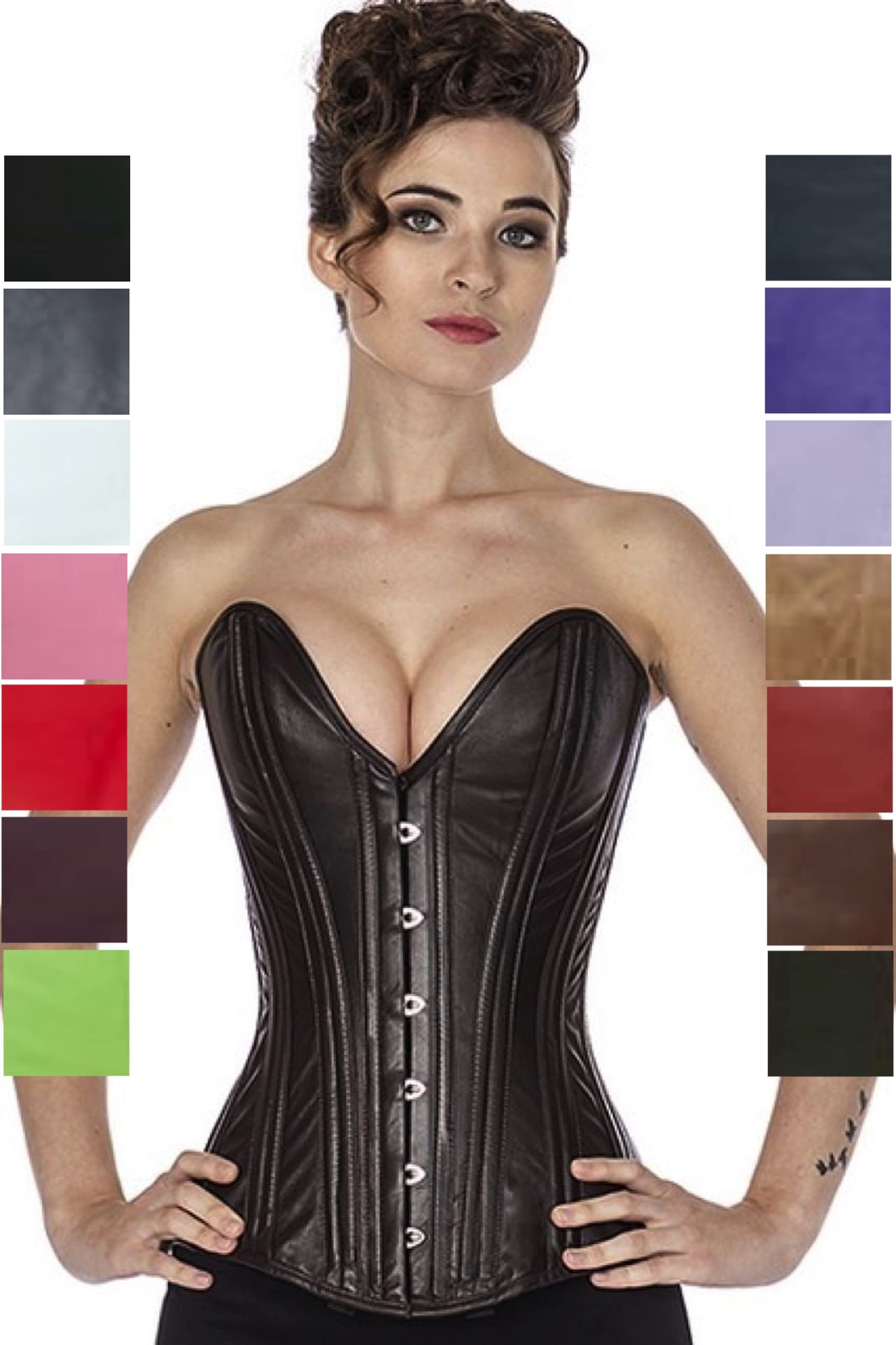 Korsett braun Leder Vollbrust plunge Korsett braun Leder Vollbrust plunge