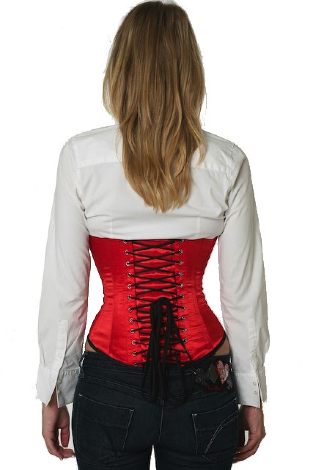 Korsett Unterbrust Satin Rot su06